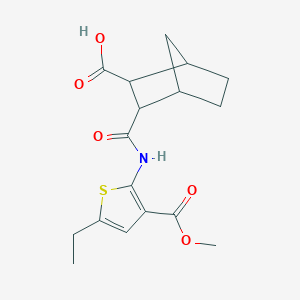 molecular formula C17H21NO5S B445226 3-{[5-Ethyl-3-(methoxycarbonyl)thiophen-2-yl]carbamoyl}bicyclo[2.2.1]heptane-2-carboxylic acid 