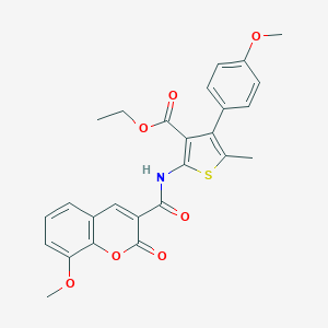 molecular formula C26H23NO7S B445233 ethyl 2-{[(8-methoxy-2-oxo-2H-chromen-3-yl)carbonyl]amino}-4-(4-methoxyphenyl)-5-methylthiophene-3-carboxylate 