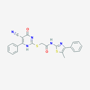 2-[(5-cyano-4-oxo-6-phenyl-1H-pyrimidin-2-yl)sulfanyl]-N-(5-methyl-4-phenyl-1,3-thiazol-2-yl)acetamide