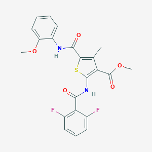 molecular formula C22H18F2N2O5S B445238 Methyl 2-[(2,6-difluorobenzoyl)amino]-5-[(2-methoxyanilino)carbonyl]-4-methyl-3-thiophenecarboxylate 