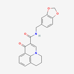 molecular formula C21H18N2O4 B4452395 N-(1,3-benzodioxol-5-ylmethyl)-1-oxo-6,7-dihydro-1H,5H-pyrido[3,2,1-ij]quinoline-2-carboxamide 