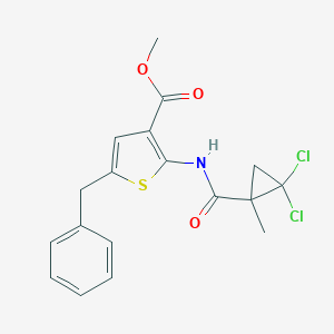 molecular formula C18H17Cl2NO3S B445240 Methyl 5-benzyl-2-{[(2,2-dichloro-1-methylcyclopropyl)carbonyl]amino}-3-thiophenecarboxylate 