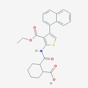 molecular formula C25H25NO5S B445241 2-({[3-(Ethoxycarbonyl)-4-(1-naphthyl)thien-2-yl]amino}carbonyl)cyclohexanecarboxylic acid 