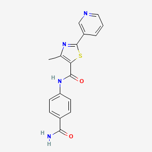 N-[4-(aminocarbonyl)phenyl]-4-methyl-2-(3-pyridinyl)-1,3-thiazole-5-carboxamide