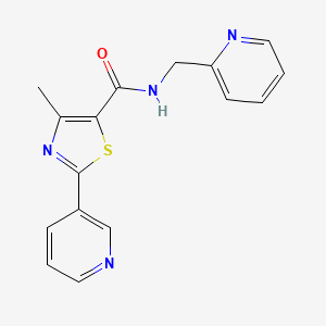 molecular formula C16H14N4OS B4452426 4-methyl-2-(3-pyridinyl)-N-(2-pyridinylmethyl)-1,3-thiazole-5-carboxamide 