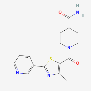 molecular formula C16H18N4O2S B4452438 1-{[4-methyl-2-(3-pyridinyl)-1,3-thiazol-5-yl]carbonyl}-4-piperidinecarboxamide 