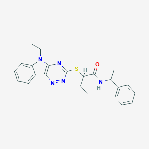 molecular formula C23H25N5OS B445250 2-[(5-ethyl-5H-[1,2,4]triazino[5,6-b]indol-3-yl)sulfanyl]-N-(1-phenylethyl)butanamide 