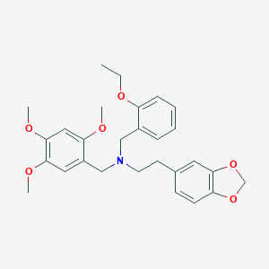 molecular formula C28H33NO6 B445254 2-(1,3-benzodioxol-5-yl)-N-(2-ethoxybenzyl)-N-(2,4,5-trimethoxybenzyl)ethanamine 