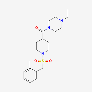 molecular formula C20H31N3O3S B4452541 1-ethyl-4-({1-[(2-methylbenzyl)sulfonyl]-4-piperidinyl}carbonyl)piperazine 