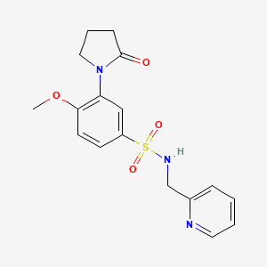 molecular formula C17H19N3O4S B4452565 4-methoxy-3-(2-oxo-1-pyrrolidinyl)-N-(2-pyridinylmethyl)benzenesulfonamide 