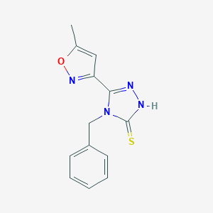 molecular formula C13H12N4OS B445259 4-benzyl-5-(5-methyl-3-isoxazolyl)-4H-1,2,4-triazol-3-yl hydrosulfide 
