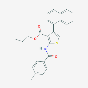 molecular formula C26H23NO3S B445263 Propyl 2-[(4-methylbenzoyl)amino]-4-(1-naphthyl)-3-thiophenecarboxylate 
