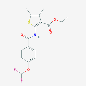 molecular formula C17H17F2NO4S B445266 Ethyl 2-{[4-(difluoromethoxy)benzoyl]amino}-4,5-dimethyl-3-thiophenecarboxylate 