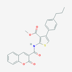 molecular formula C25H21NO5S B445267 methyl 2-{[(2-oxo-2H-chromen-3-yl)carbonyl]amino}-4-(4-propylphenyl)-3-thiophenecarboxylate 