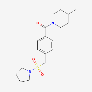 molecular formula C18H26N2O3S B4452687 4-methyl-1-{4-[(1-pyrrolidinylsulfonyl)methyl]benzoyl}piperidine 