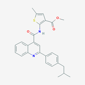 molecular formula C27H26N2O3S B445280 Methyl 2-({[2-(4-isobutylphenyl)quinolin-4-yl]carbonyl}amino)-5-methylthiophene-3-carboxylate 