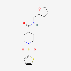 molecular formula C15H22N2O4S2 B4452823 N-(tetrahydro-2-furanylmethyl)-1-(2-thienylsulfonyl)-4-piperidinecarboxamide 