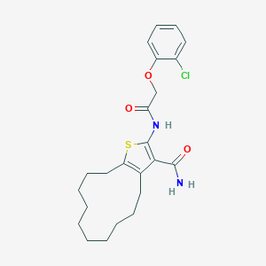 molecular formula C23H29ClN2O3S B445289 2-{[(2-Chlorophenoxy)acetyl]amino}-4,5,6,7,8,9,10,11,12,13-decahydrocyclododeca[b]thiophene-3-carboxamide 