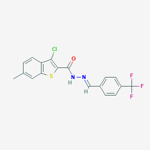 molecular formula C18H12ClF3N2OS B445290 3-chloro-6-methyl-N'-[4-(trifluoromethyl)benzylidene]-1-benzothiophene-2-carbohydrazide 