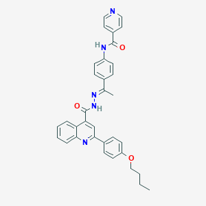 molecular formula C34H31N5O3 B445291 N-[4-(N-{[2-(4-butoxyphenyl)-4-quinolinyl]carbonyl}ethanehydrazonoyl)phenyl]isonicotinamide 