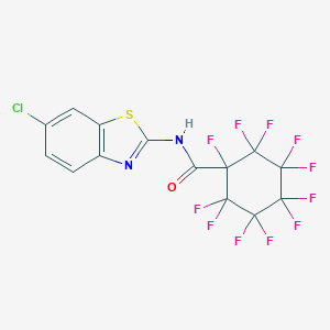 molecular formula C14H4ClF11N2OS B445293 N-(6-chloro-1,3-benzothiazol-2-yl)-1,2,2,3,3,4,4,5,5,6,6-undecafluorocyclohexanecarboxamide 