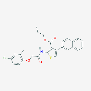 molecular formula C27H24ClNO4S B445294 Propyl 2-{[(4-chloro-2-methylphenoxy)acetyl]amino}-4-(2-naphthyl)-3-thiophenecarboxylate 