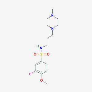 molecular formula C15H24FN3O3S B4452977 3-fluoro-4-methoxy-N-[3-(4-methyl-1-piperazinyl)propyl]benzenesulfonamide 