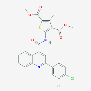 molecular formula C25H18Cl2N2O5S B445302 Dimethyl 5-({[2-(3,4-dichlorophenyl)-4-quinolinyl]carbonyl}amino)-3-methyl-2,4-thiophenedicarboxylate 