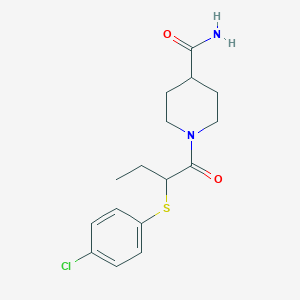 1-{2-[(4-chlorophenyl)thio]butanoyl}-4-piperidinecarboxamide