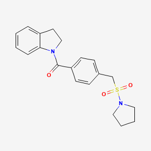 molecular formula C20H22N2O3S B4453024 1-{4-[(1-pyrrolidinylsulfonyl)methyl]benzoyl}indoline 