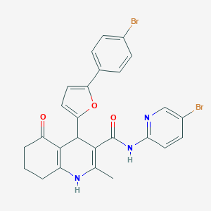 molecular formula C26H21Br2N3O3 B445303 4-[5-(4-bromophenyl)-2-furyl]-N-(5-bromo-2-pyridinyl)-2-methyl-5-oxo-1,4,5,6,7,8-hexahydro-3-quinolinecarboxamide 