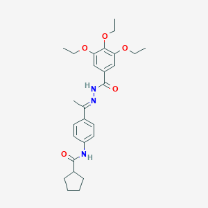 molecular formula C27H35N3O5 B445313 N-{4-[N-(3,4,5-triethoxybenzoyl)ethanehydrazonoyl]phenyl}cyclopentanecarboxamide 