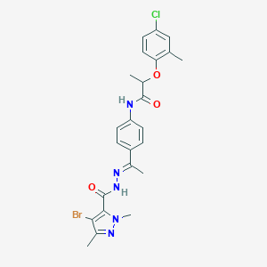 molecular formula C24H25BrClN5O3 B445315 N-(4-{N-[(4-bromo-1,3-dimethyl-1H-pyrazol-5-yl)carbonyl]ethanehydrazonoyl}phenyl)-2-(4-chloro-2-methylphenoxy)propanamide 