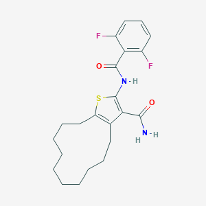 molecular formula C22H26F2N2O2S B445319 2-[(2,6-Difluorobenzoyl)amino]-4,5,6,7,8,9,10,11,12,13-decahydrocyclododeca[b]thiophene-3-carboxamide 