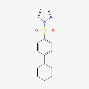 molecular formula C15H18N2O2S B4453209 1-(4-Cyclohexylphenyl)sulfonylpyrazole 