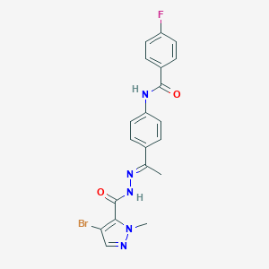 N-(4-{N-[(4-bromo-1-methyl-1H-pyrazol-5-yl)carbonyl]ethanehydrazonoyl}phenyl)-4-fluorobenzamide