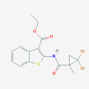 molecular formula C16H15Br2NO3S B445322 Ethyl 2-{[(2,2-dibromo-1-methylcyclopropyl)carbonyl]amino}-1-benzothiophene-3-carboxylate 