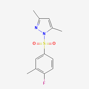 molecular formula C12H13FN2O2S B4453224 1-[(4-fluoro-3-methylphenyl)sulfonyl]-3,5-dimethyl-1H-pyrazole 