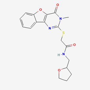 2-[(3-methyl-4-oxo-3,4-dihydro[1]benzofuro[3,2-d]pyrimidin-2-yl)thio]-N-(tetrahydro-2-furanylmethyl)acetamide