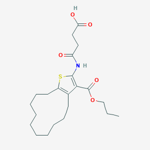 molecular formula C22H33NO5S B445333 4-Oxo-4-{[3-(propoxycarbonyl)-4,5,6,7,8,9,10,11,12,13-decahydrocyclododeca[b]thiophen-2-yl]amino}butanoic acid 