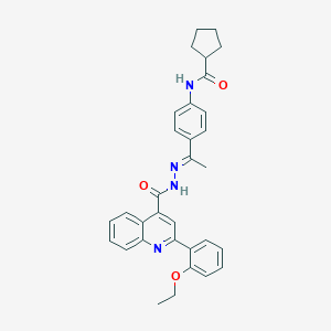 molecular formula C32H32N4O3 B445339 N-[4-(N-{[2-(2-ethoxyphenyl)-4-quinolinyl]carbonyl}ethanehydrazonoyl)phenyl]cyclopentanecarboxamide 