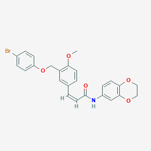 molecular formula C25H22BrNO5 B445343 3-{3-[(4-bromophenoxy)methyl]-4-methoxyphenyl}-N-(2,3-dihydro-1,4-benzodioxin-6-yl)acrylamide 