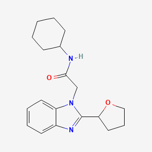 molecular formula C19H25N3O2 B4453476 N-cyclohexyl-2-[2-(oxolan-2-yl)-1H-1,3-benzodiazol-1-yl]acetamide 