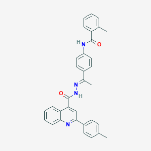 molecular formula C33H28N4O2 B445349 2-methyl-N-[4-(N-{[2-(4-methylphenyl)-4-quinolinyl]carbonyl}ethanehydrazonoyl)phenyl]benzamide 