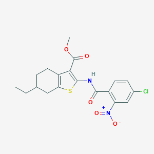 molecular formula C19H19ClN2O5S B445350 Methyl 2-({4-chloro-2-nitrobenzoyl}amino)-6-ethyl-4,5,6,7-tetrahydro-1-benzothiophene-3-carboxylate 