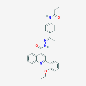 molecular formula C29H28N4O3 B445355 N-[4-(N-{[2-(2-ethoxyphenyl)-4-quinolinyl]carbonyl}ethanehydrazonoyl)phenyl]propanamide 