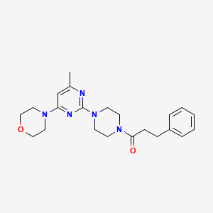 molecular formula C22H29N5O2 B4453558 4-{6-methyl-2-[4-(3-phenylpropanoyl)-1-piperazinyl]-4-pyrimidinyl}morpholine 