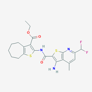 ethyl 2-({[3-amino-6-(difluoromethyl)-4-methylthieno[2,3-b]pyridin-2-yl]carbonyl}amino)-5,6,7,8-tetrahydro-4H-cyclohepta[b]thiophene-3-carboxylate