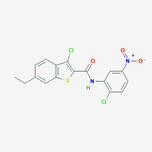 molecular formula C17H12Cl2N2O3S B445360 3-chloro-N-(2-chloro-5-nitrophenyl)-6-ethyl-1-benzothiophene-2-carboxamide 