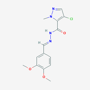molecular formula C14H15ClN4O3 B445367 4-chloro-N'-(3,4-dimethoxybenzylidene)-1-methyl-1H-pyrazole-5-carbohydrazide 